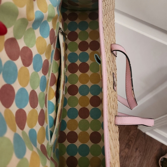 Pink and Tan Straw Women's Bag - Picture 4 of 4